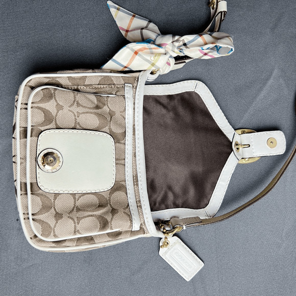 Coach vintage Bleecker Signature Jenny Khaki White jacquard Leather crossbody ba - Picture 6 of 12